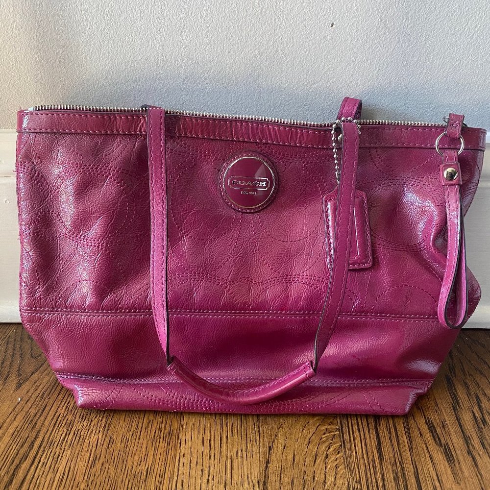 Coach Berry Patent Leather Purse with Stitched Cs